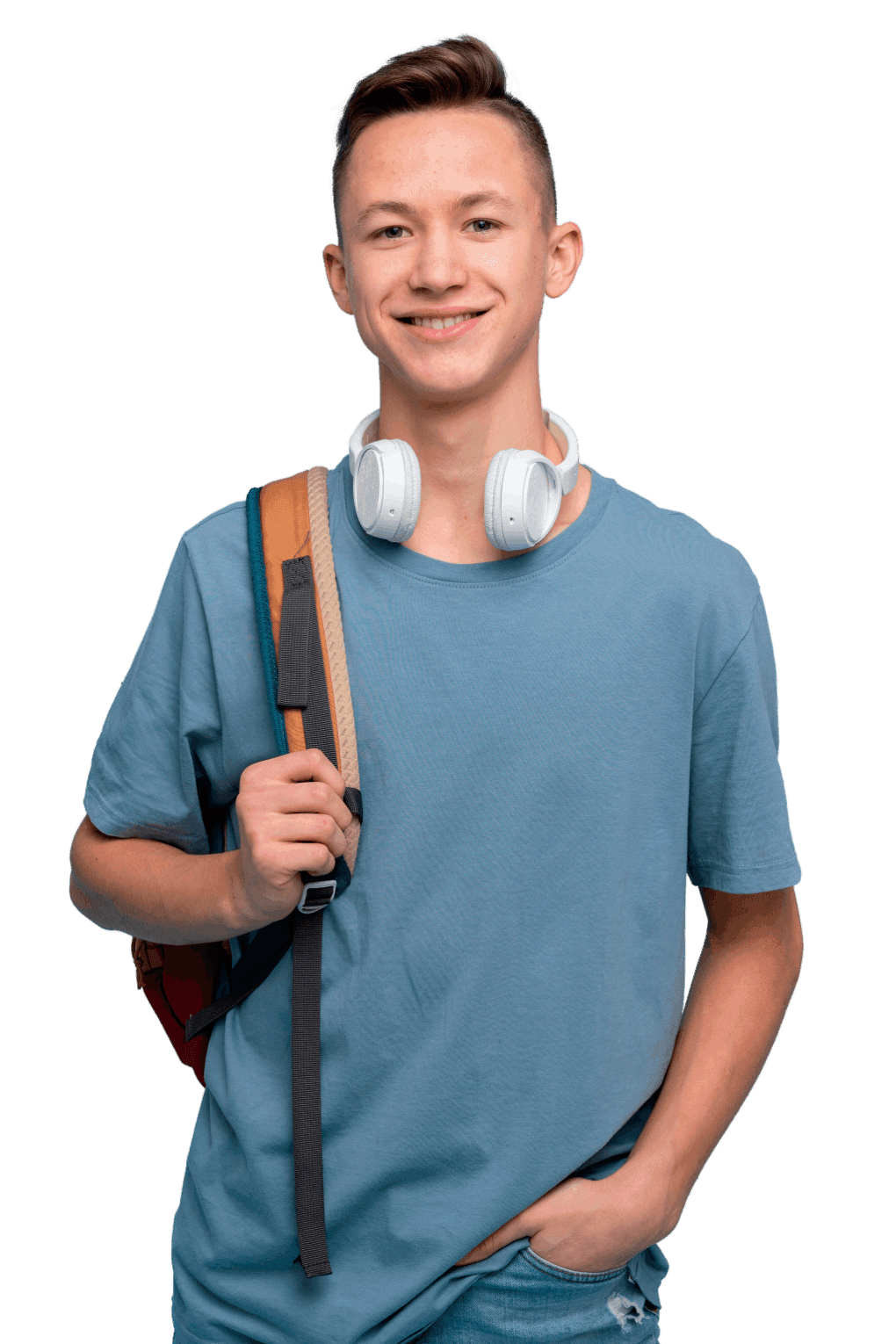 Student with backpack